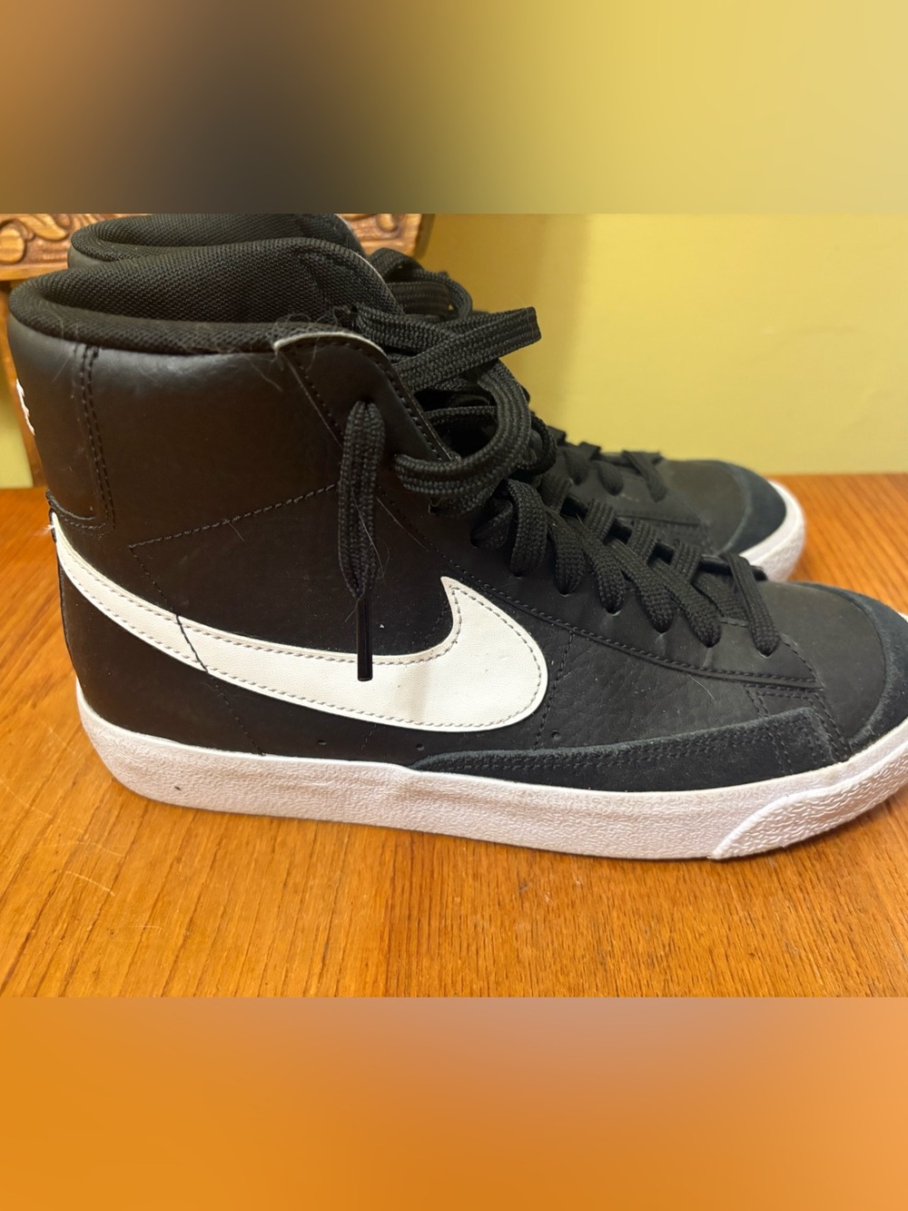 Nike Kids Black and White High-Top Sneakers with Swoosh